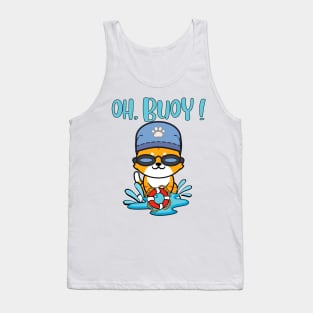 Oh Buoy - Pun Intended - orange cat Tank Top